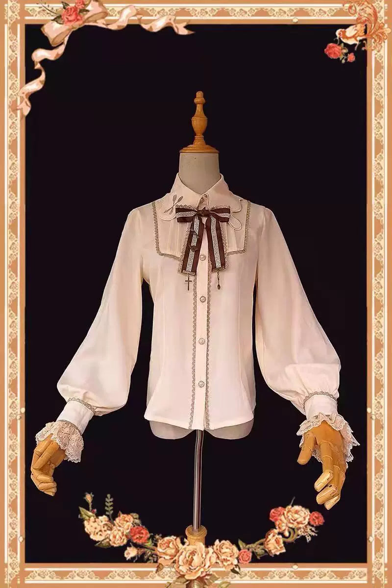 Infanta - Chocolate Drizzle - Embroidered Chiffon Blouse