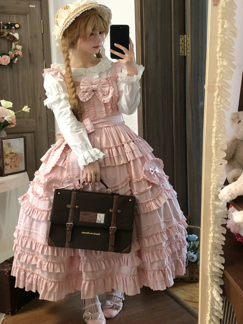 Sugar Girl - Loveheart - Solid Classic Lolita JSK Dress, Tiered Hem