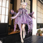 Spaghetti-strap dress + cloud shoulder cape + arm sleeves / S