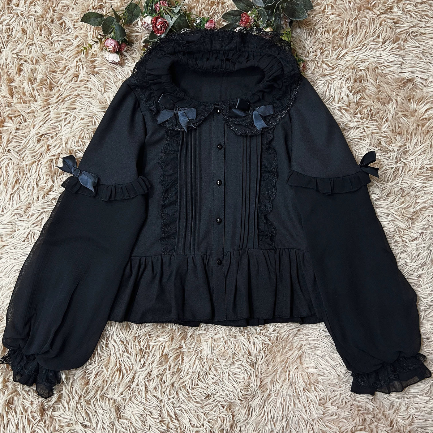 DMFS Lolita - Sweet Lolita Blouse Double-layered - Puff Sleeves Lolita Shirt Innerwear