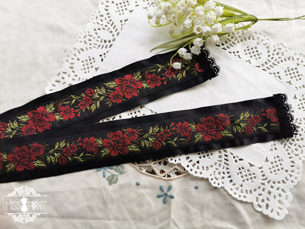 The Sally Gardens - Multicolors Ribbon Lolita Sash woven pattern sash C