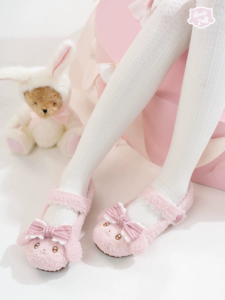 Sheep Puff Curly Puppy Low Heel Lolita Shoes with fluffy sheep puff detail and curly design, perfect for stylish footwear.