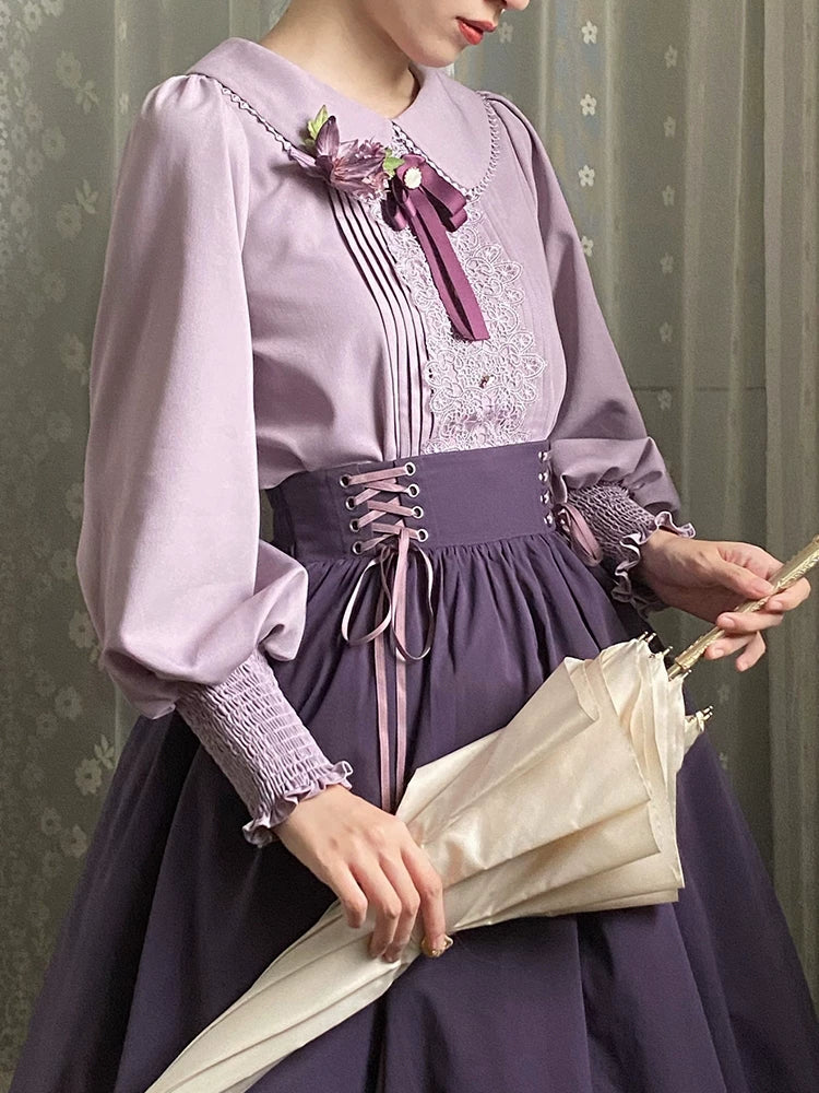 Countess's Autumn Outing - Embroidered Blouse and Skirt Set - detail view 5