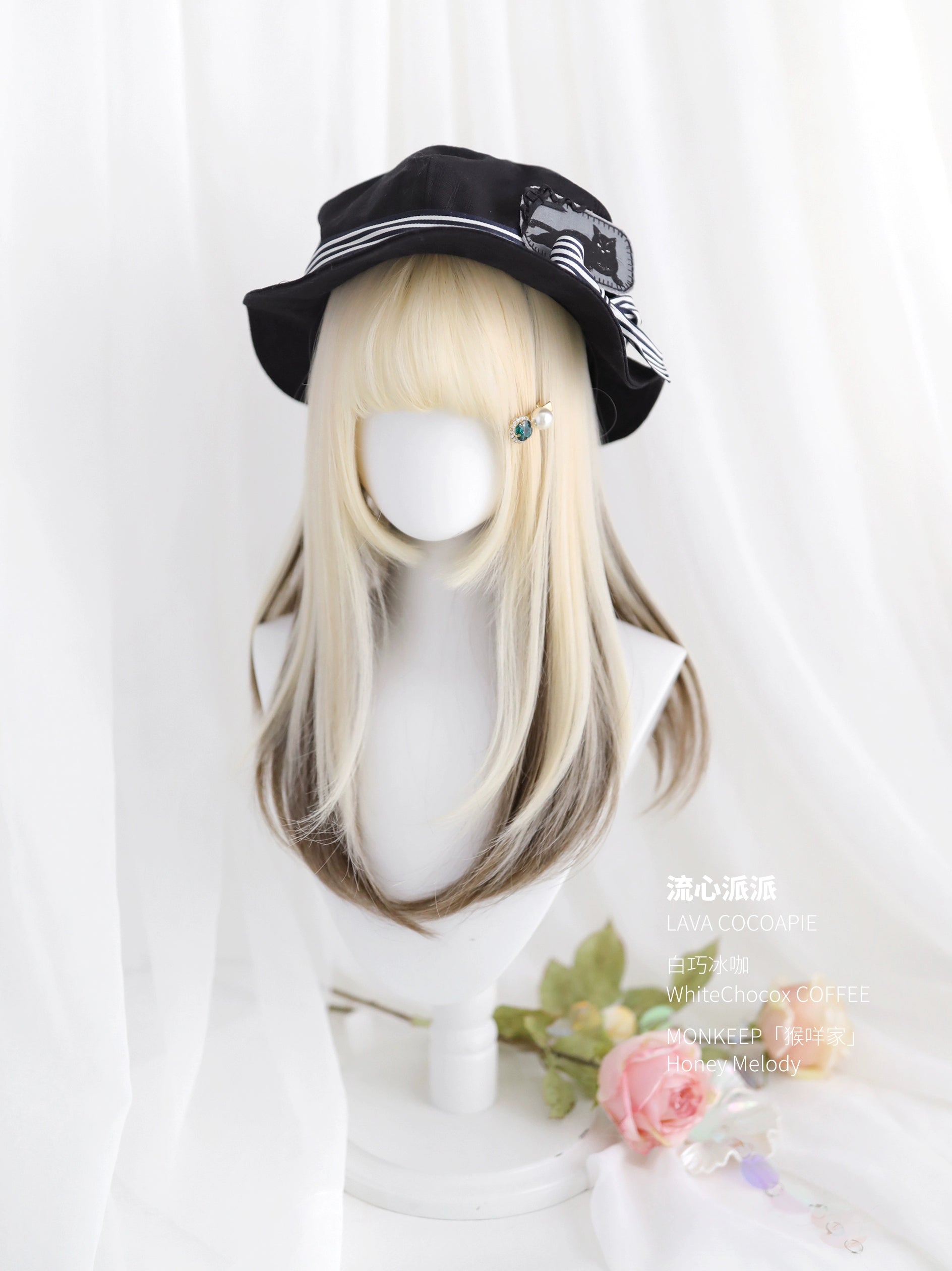 Spot MONKEEP Monkey Bajia, Liuxin Pie, bangs top hair piece natural straight broken hanging ear dye, original wig