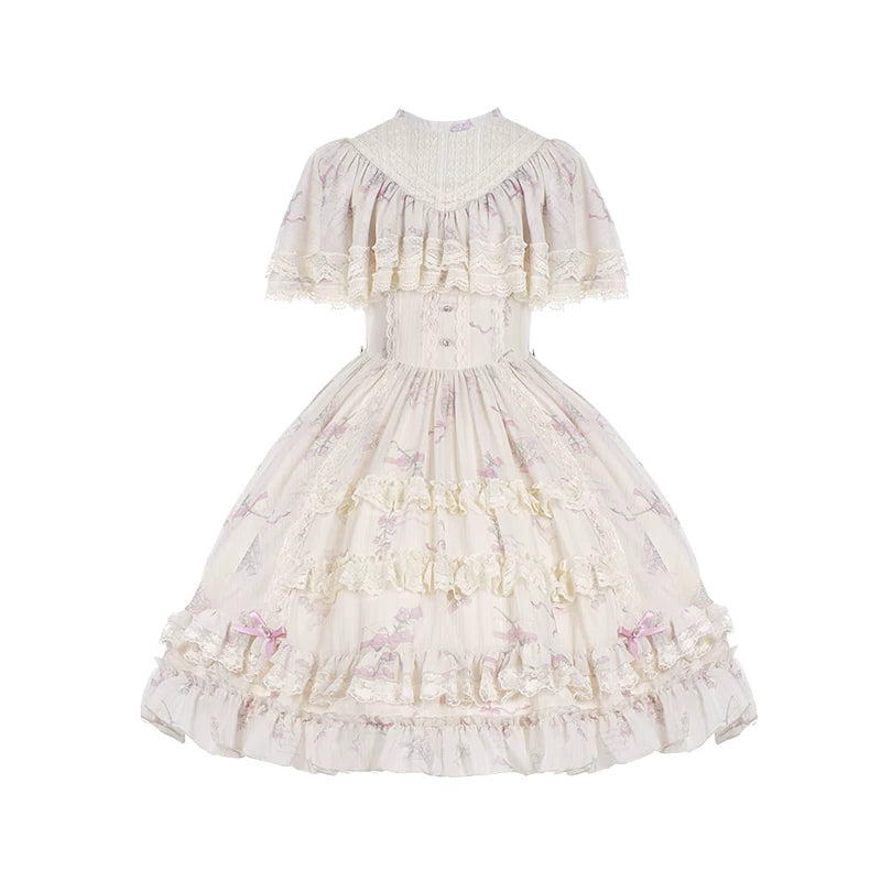 With PUJI - Nanke - Edwardian Collar Classic Lolita OP Dress Outfit detail view 7