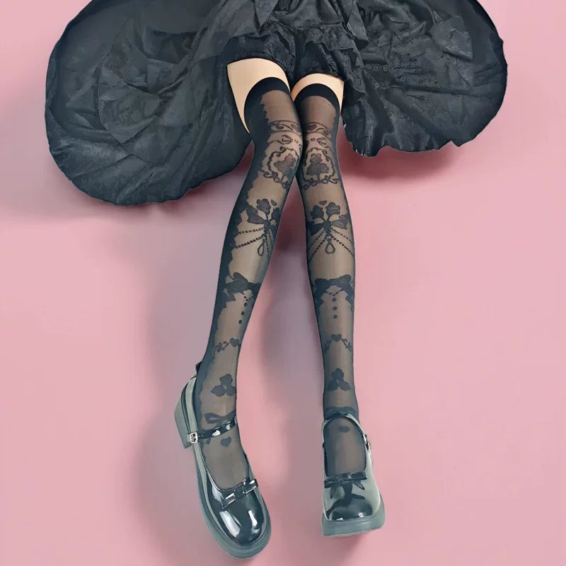Fantasy Doll - Crossed Bow - Over-the-Knee Socks with Crossed Ribbon Detail