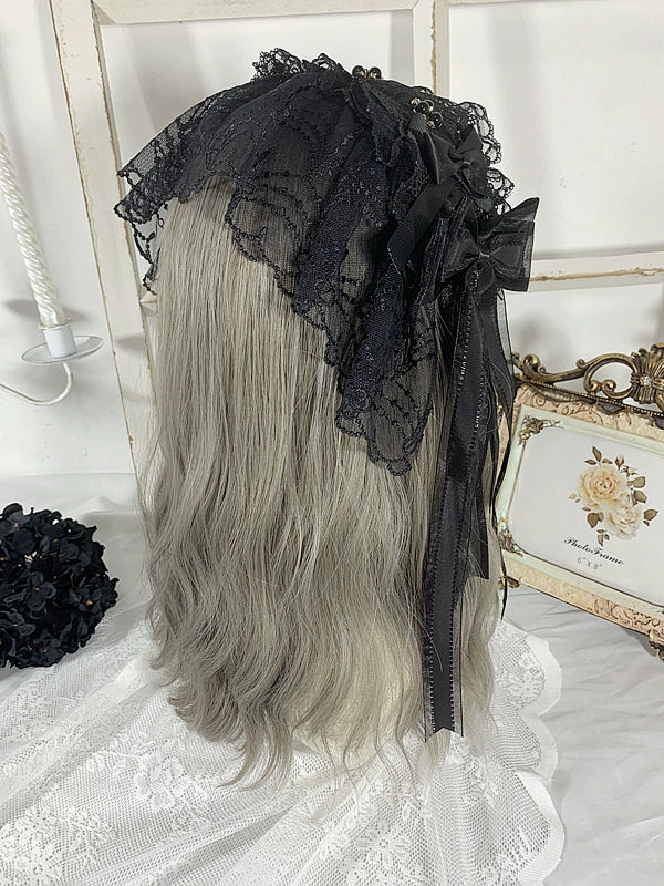 Sweet Jelly Lolita - Gothic Lolita Headband Black Bow - Lace Hair Accessory Headwear