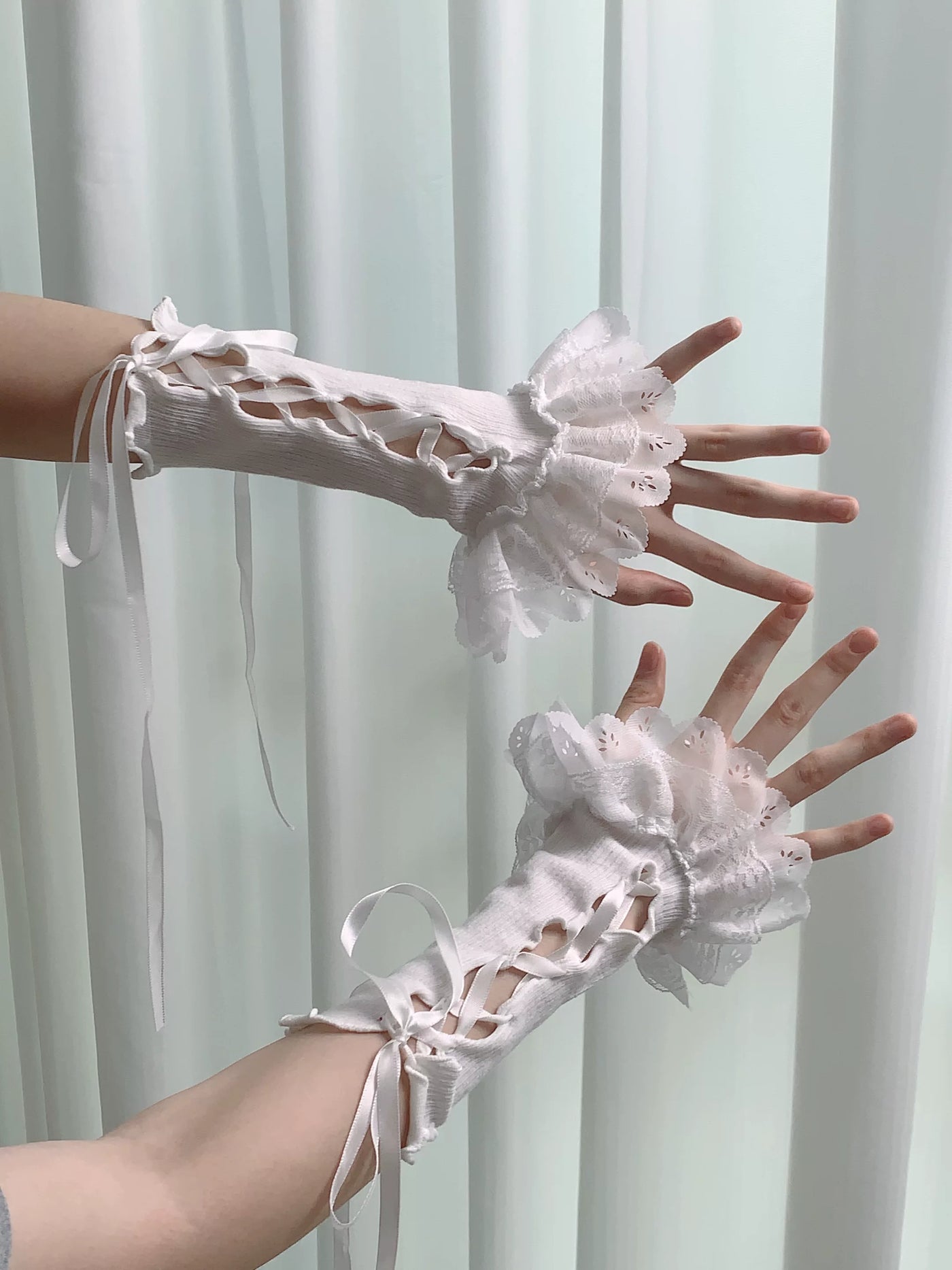 Fantasy Doll - Dreamy Doll Lace - Lace Sleeve Covers and Hand Sleeves with Ribbon Ties