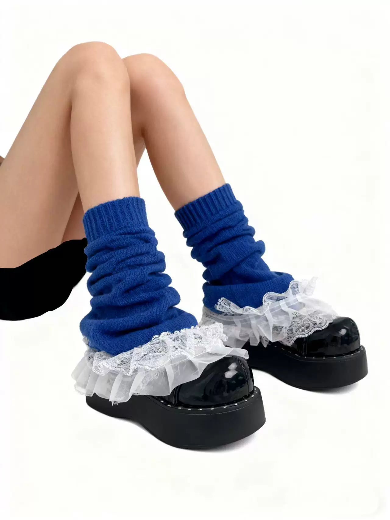 Fantasy Doll - Stacked Lace - Lace-Trimmed Leg Warmers with Ruffled Cuffs