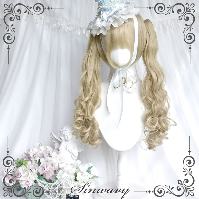 Beige-blonde Lolita twin-tail wig set - view 7