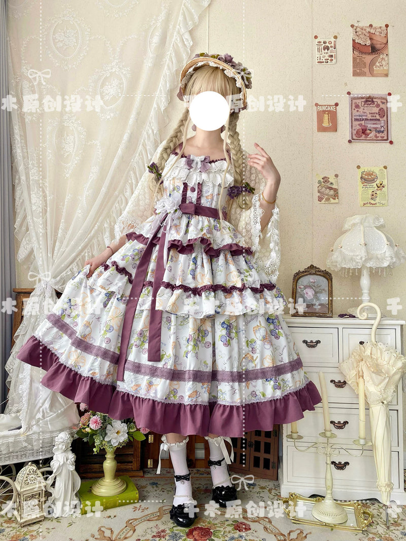 Qianmu Original - Blueberry Midsummer - Pastoral-style long-length