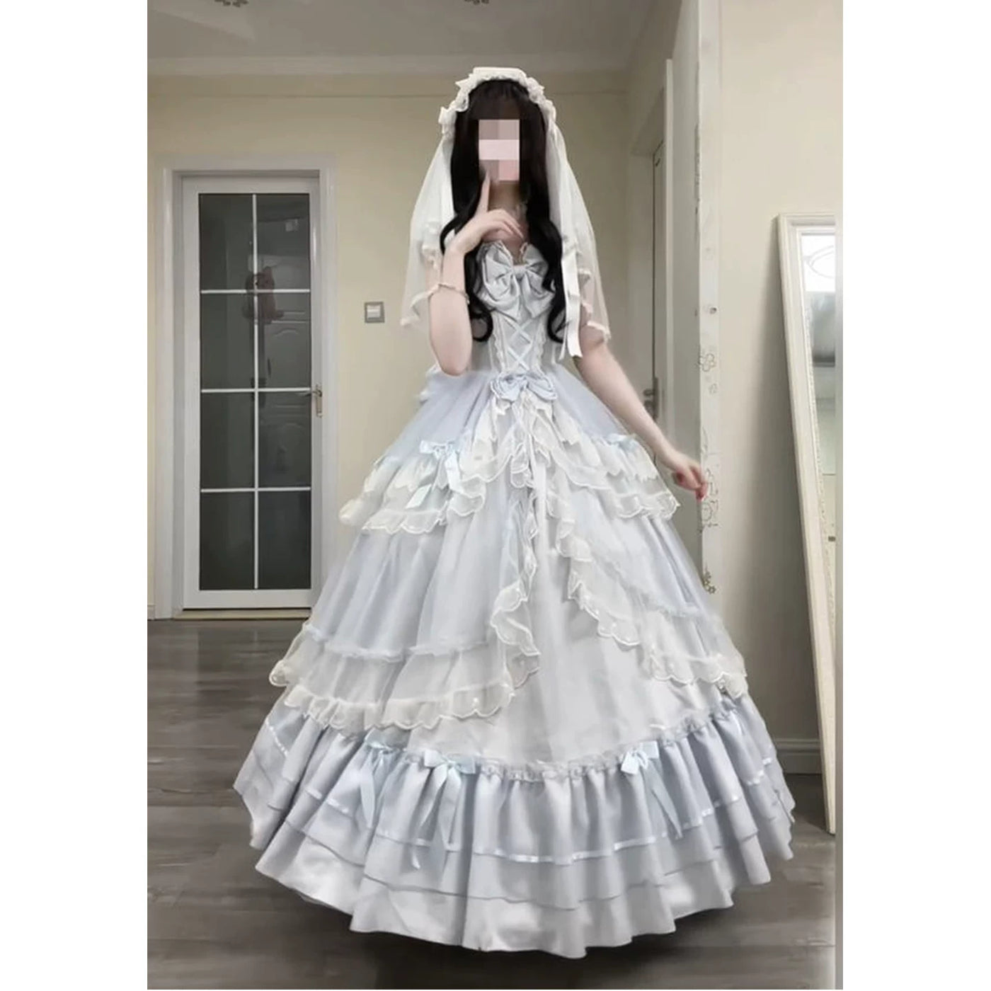 Creamy - Blue Princess - Blue Dress with Layered Ruffles