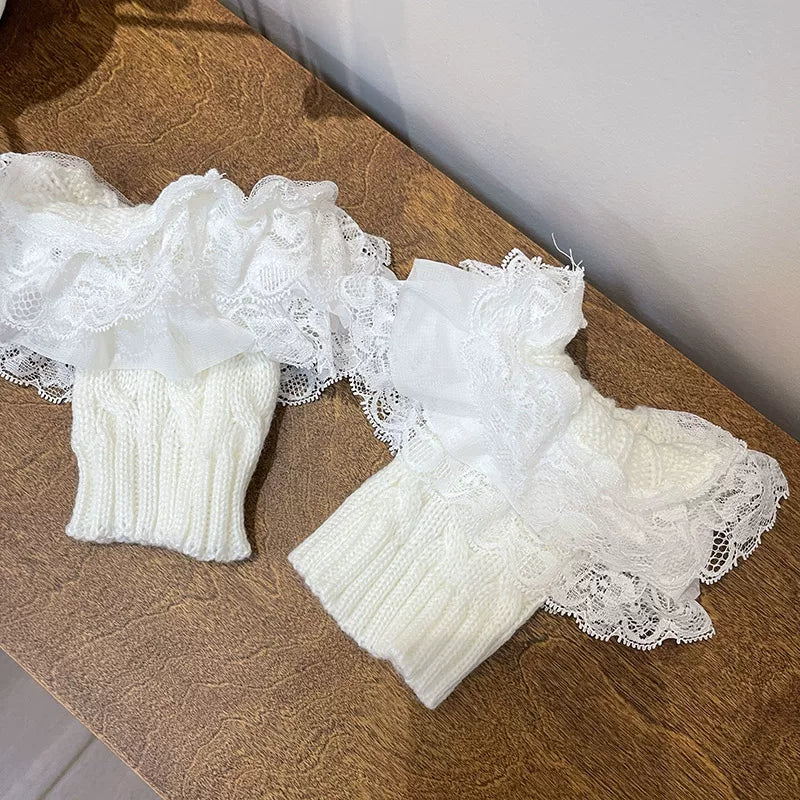 Sock Noble - Y2K Lace Cuff - Knit Boot Covers with Layered Lace