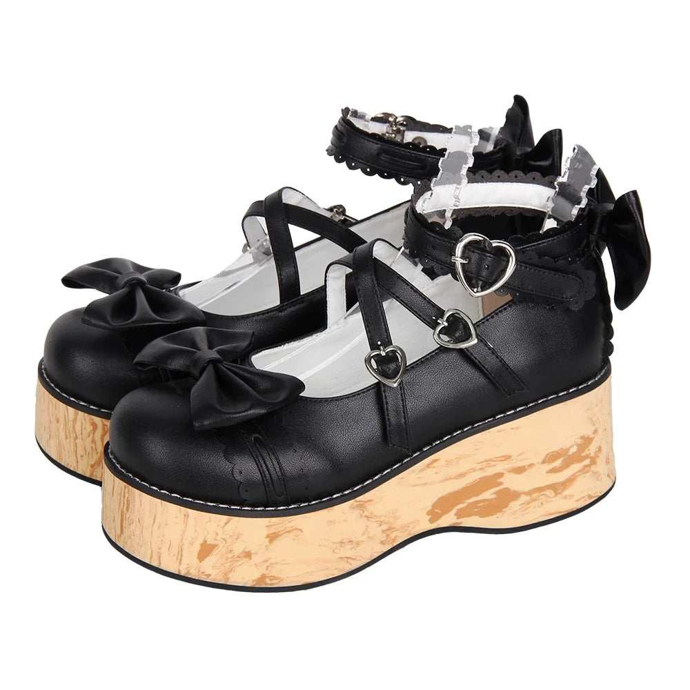 Angelic imprint - Princess Lolita Platform Shoes - Wood Grain Sole Shoes