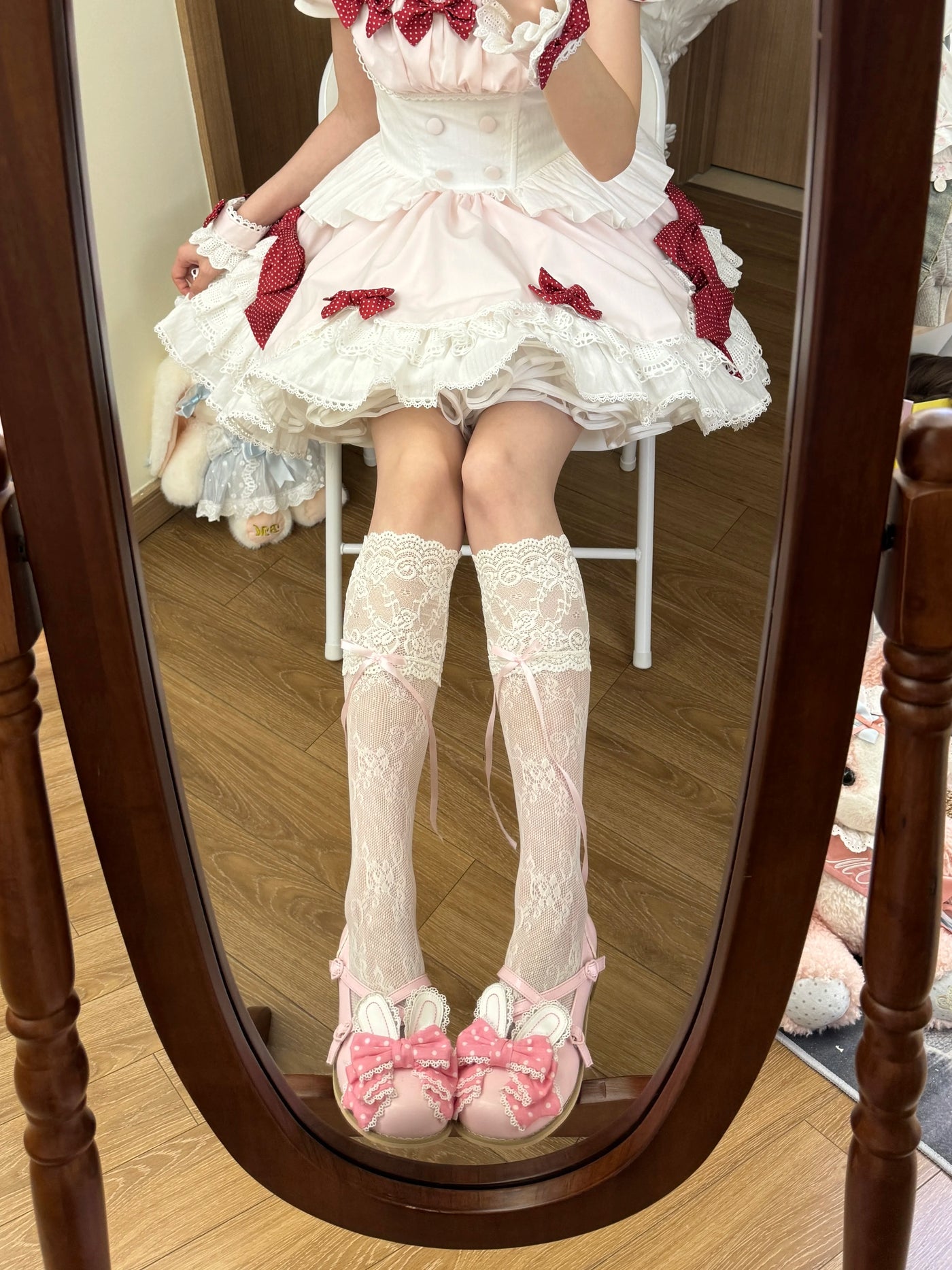 Fantasy Doll - Sweet Lace Bow - Long Socks with Lace Trim and Bow Options