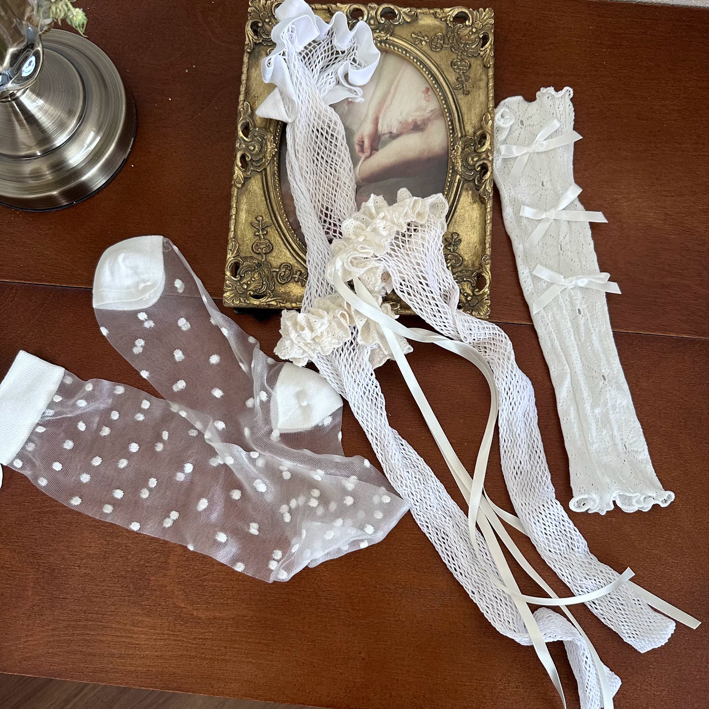Sock Noble - Y2K Crystal Layering - Pantyhose and Sock Covers with Lace Trim