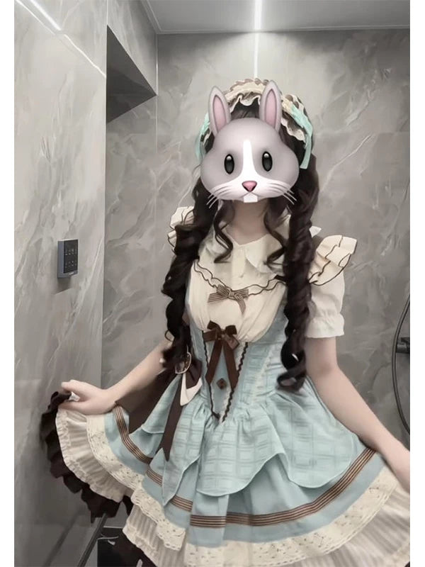Creamy - Mint Chocolate Layered - JSK Set with a Short-Sleeve Blouse