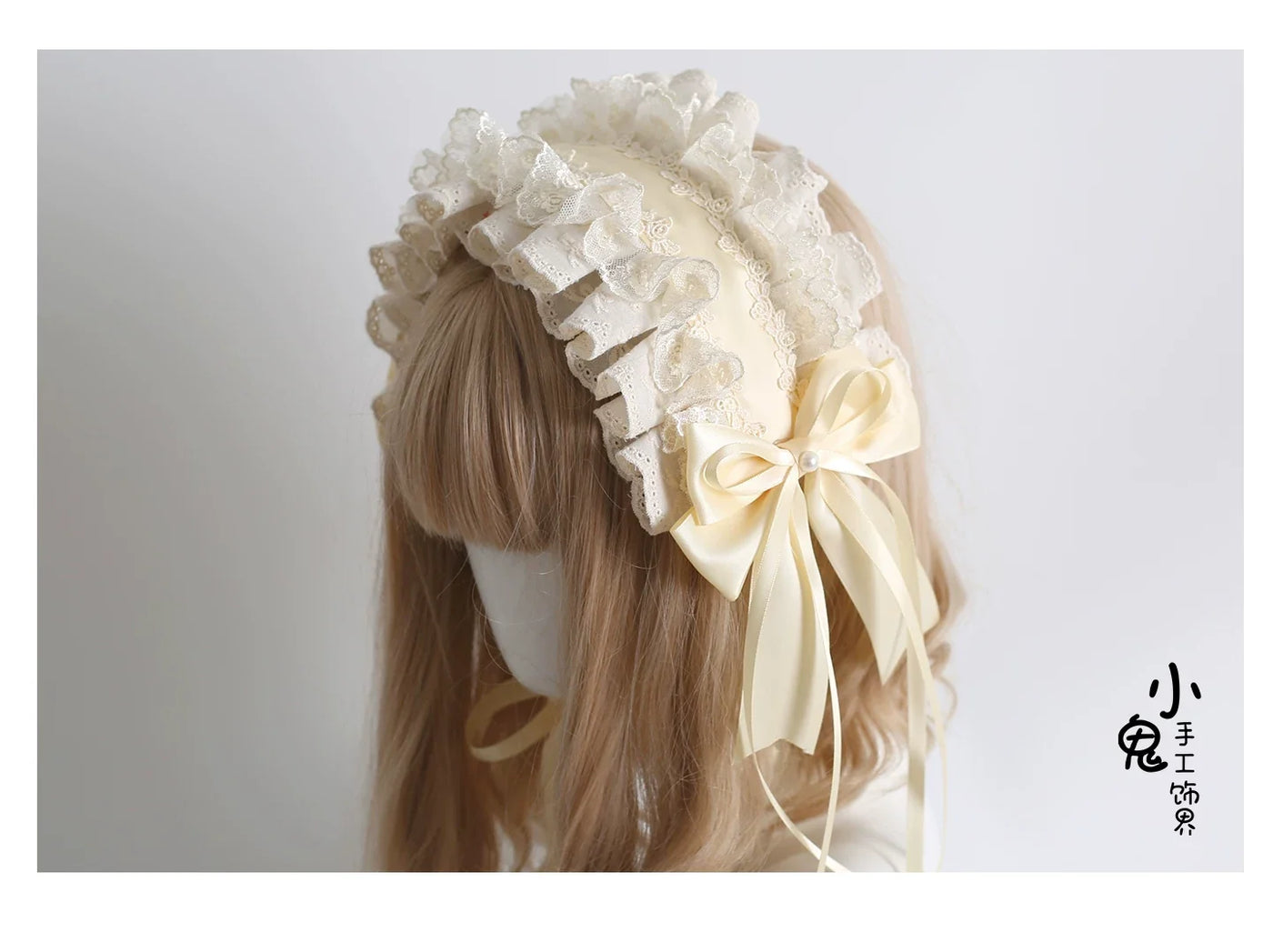 Xiaogui - Lace Lolita Hairband - 2-in1 Bunny Ear Hairband Headwear
