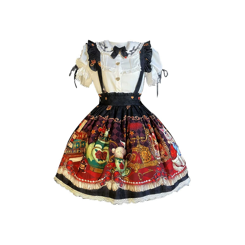 Leopard Cat Crown Bear SK Skirt by Lolita Fetch, featuring a cute, playful design perfect for daily fashion.