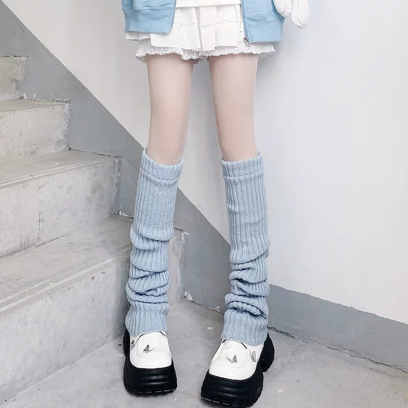 Floral Milk Cat - Ribbed Scrunch - Long Ribbed Leg Warmers in 50, 70 and 80 cm Lengths