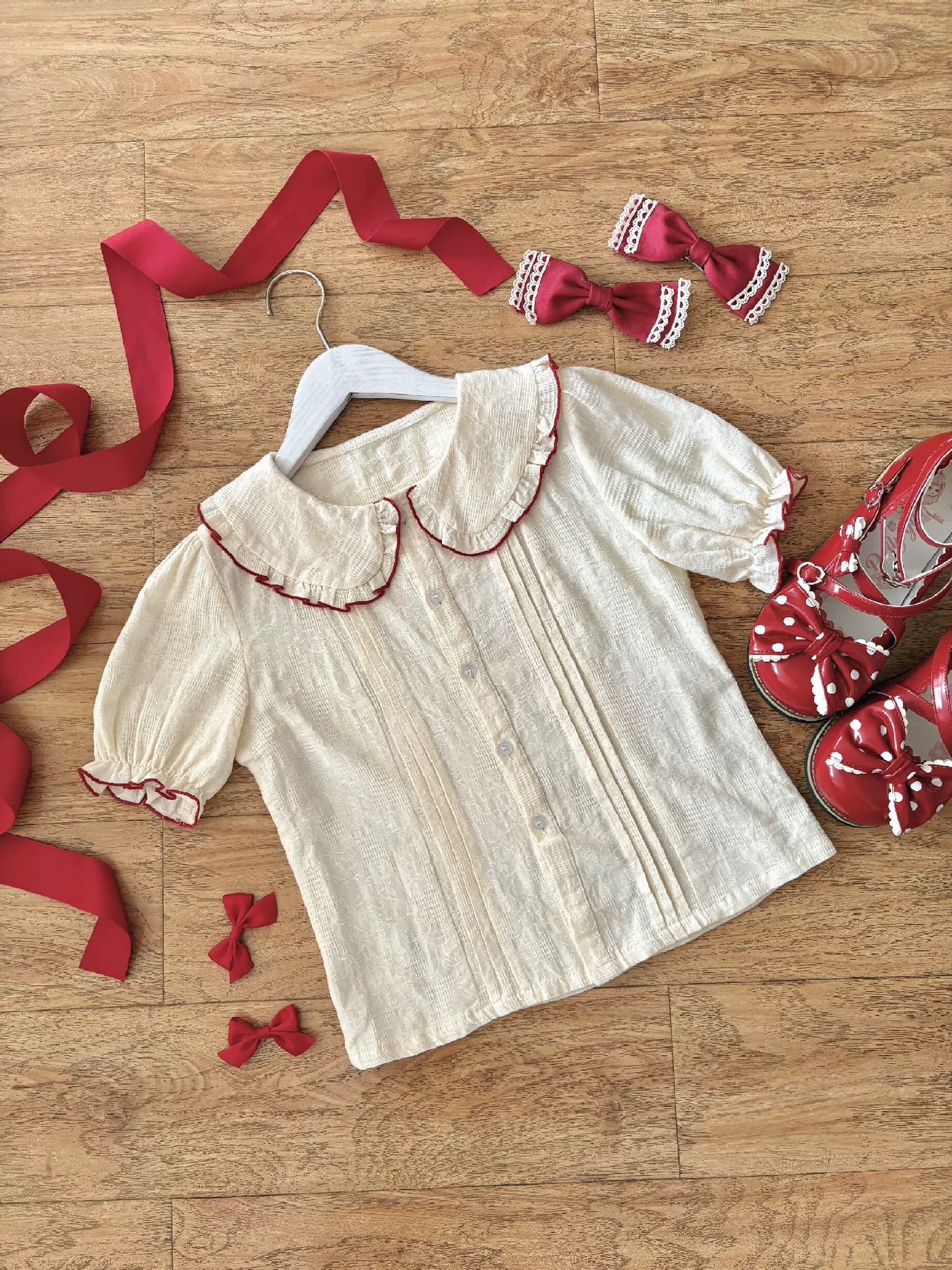 Fluffy Bunny Bubble Cake - Meow Meow Tea Party - Dessert-Print JSK Dress Set with Red Bows