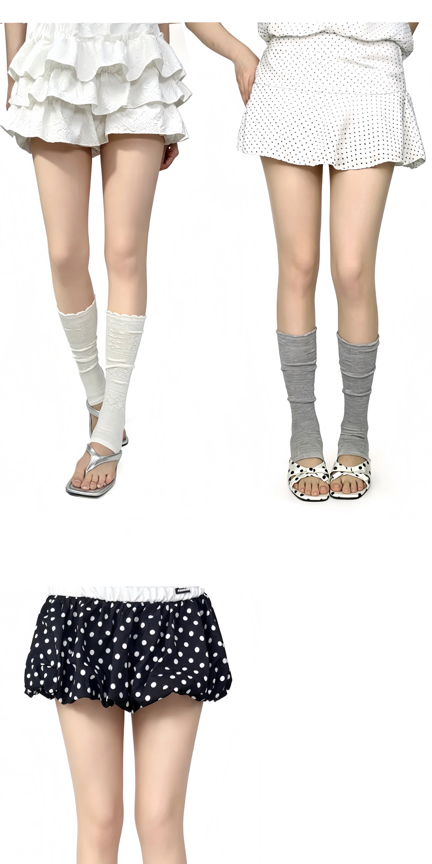 White Socks - Openwork Stirrup - Stirrup Leg Warmers with Scalloped Cuffs