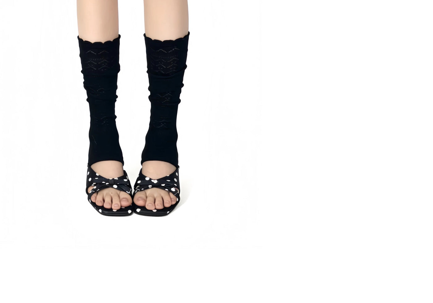 White Socks - Openwork Stirrup - Stirrup Leg Warmers with Scalloped Cuffs