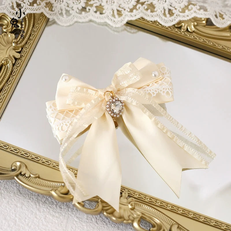 Xiaogui - Lace Lolita Headdress Set With - Bow/Ruffle Details Headwear