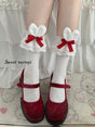 Short socks (about 34cm) / white ear with red bow