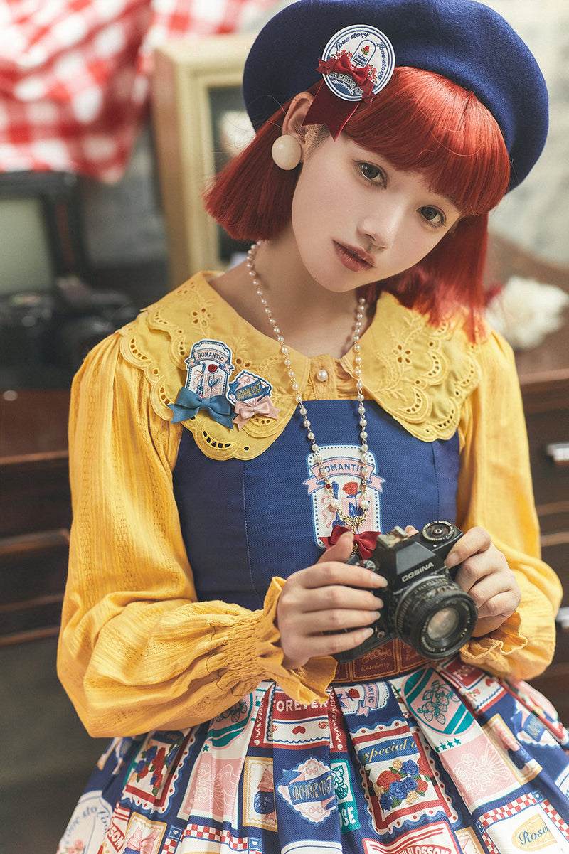 Miss Point - Strawberry Rose - Vintage American Casual Lolita Jumper Dress