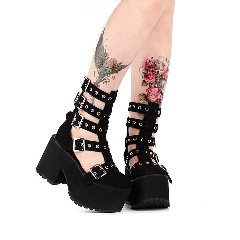 Angelic imprint - Gothic Lolita Punk Platform Boots - Sandals Shoes