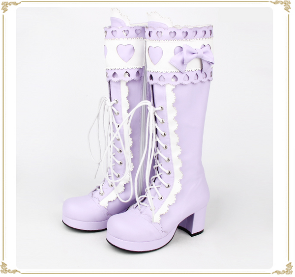 Angelic imprint - Sweet Multicolor Thick Heel Lolita - Boots Shoes
