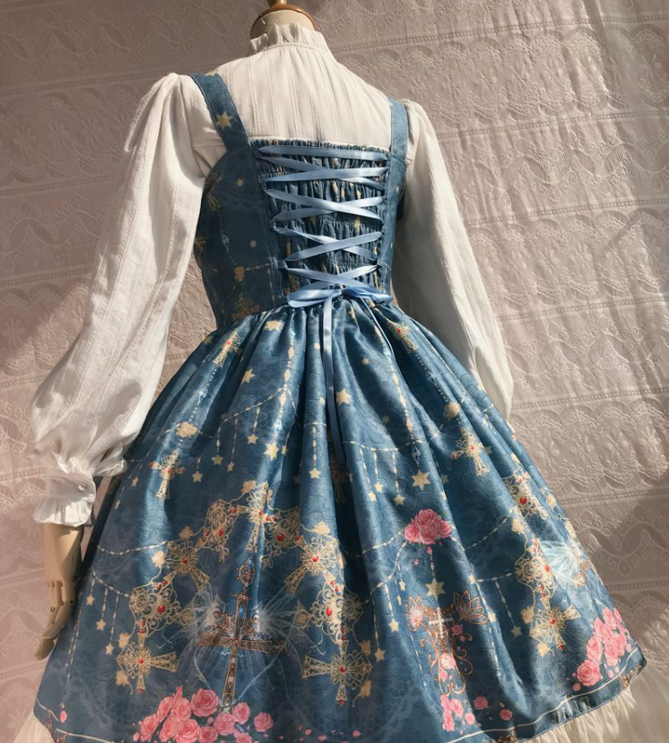 Yilia - Peacock Cross - Winter Classic Lolita Printed JSK with Front Opening