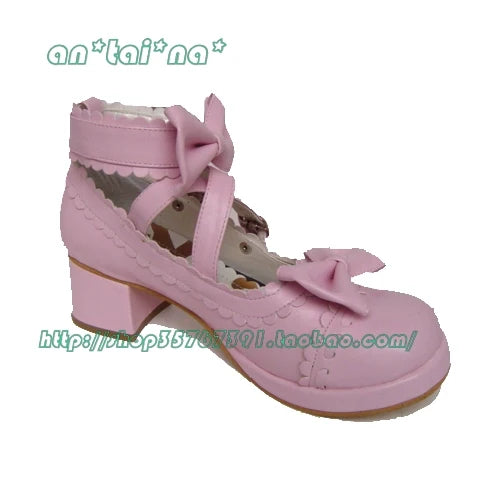 Antaina - Lolita Punk Bow Mid-Heel Multicolor - Shoes Shoes