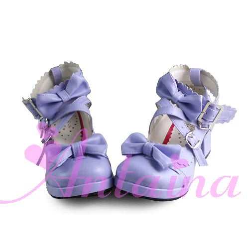 Antaina - Lolita Punk Bow Mid-Heel Multicolor - Shoes Shoes