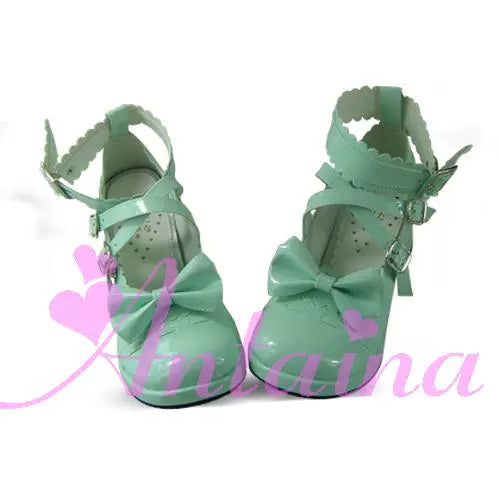 Antaina - Lolita Punk Bow Mid-Heel Multicolor - Shoes Shoes