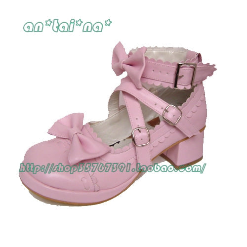 Antaina - Lolita Punk Bow Mid-Heel Multicolor - Shoes Shoes