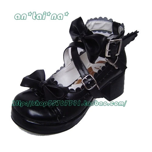 Antaina - Lolita Punk Bow Mid-Heel Multicolor - Shoes Shoes