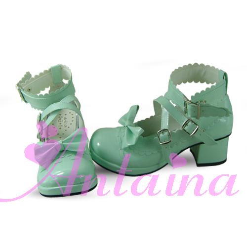 Antaina - Lolita Punk Bow Mid-Heel Multicolor - Shoes Shoes