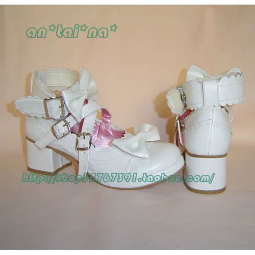 Antaina - Lolita Punk Bow Mid-Heel Multicolor - Shoes Shoes