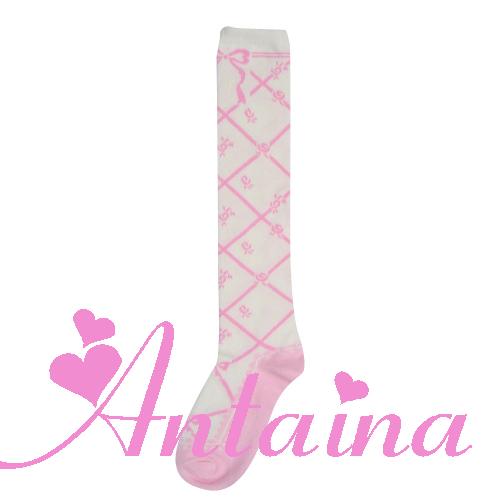 Antaina - Sweet Cotton Lolita Socks Black - White Pink Socks