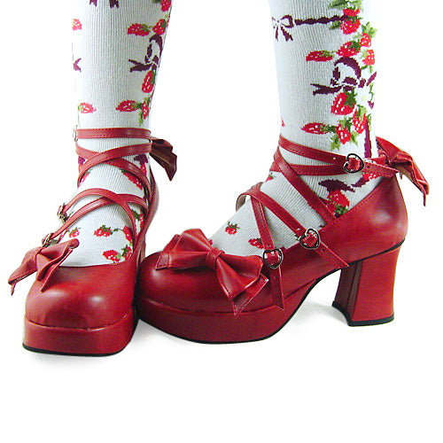 Antaina - Popular Japanese Lolita Bow Strap - Multiple Colors Shoes