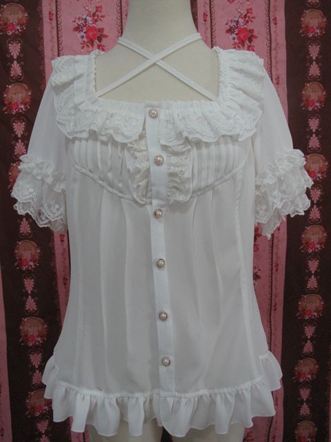 Yilia - Square Collar Chiffon Lolita Loose - Blouse Innerwear