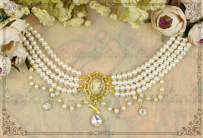 Rose of Sharon - Classic Lolita Tiered Pearl Chain - Neckwear