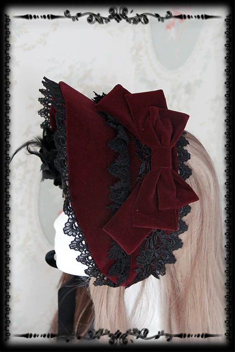 Infanta - Rose Sanctuary - Open-Crown Velvet Bonnet