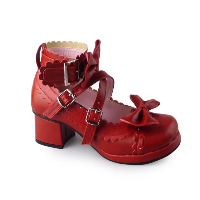 Antaina - Lolita Punk Bow Mid-Heel Multicolor - Shoes Shoes