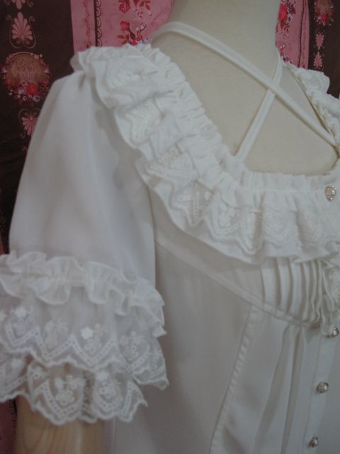 Yilia - Square Collar Chiffon Lolita Loose - Blouse Innerwear