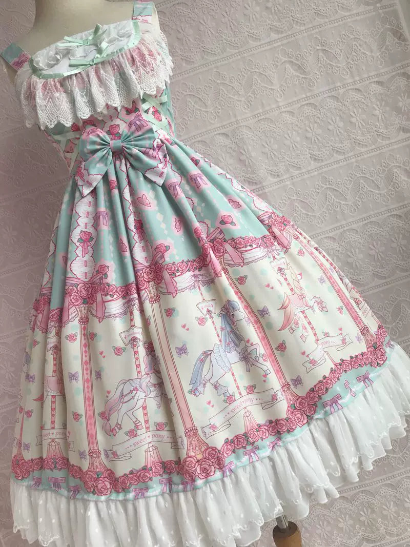 Yilia - Rose Carousel - Ruffled Chiffon JSK