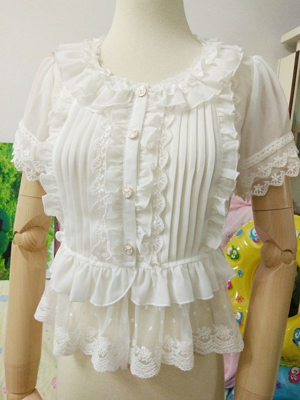 Yilia - Summer Short Sleeve Lace Lolita - Blouse Innerwear