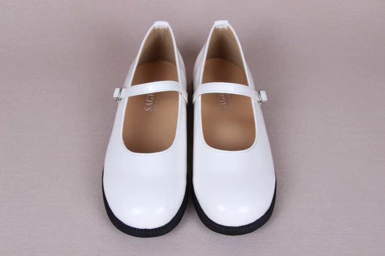 Meixie College Classic white Mary Jane shoes, top view